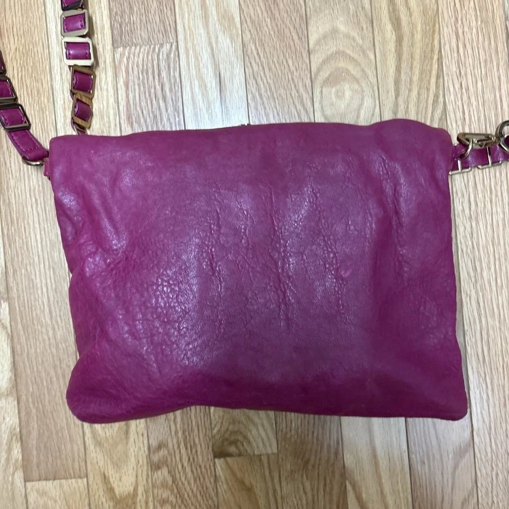 Tory Burch Louiisa Fushia‎ Slouchy Leather Convertible Crossbody Hobo Bag